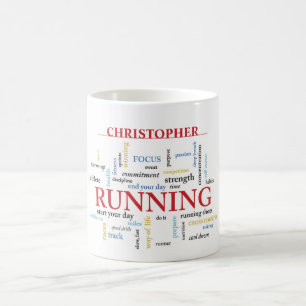 Caneca De Café Runner com Palavras Personalizadas