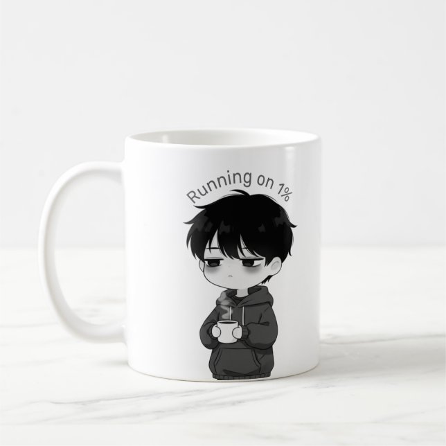 Caneca De Café Running on 1 Percent Relatable Chibi Coffee Illust (Esquerda)