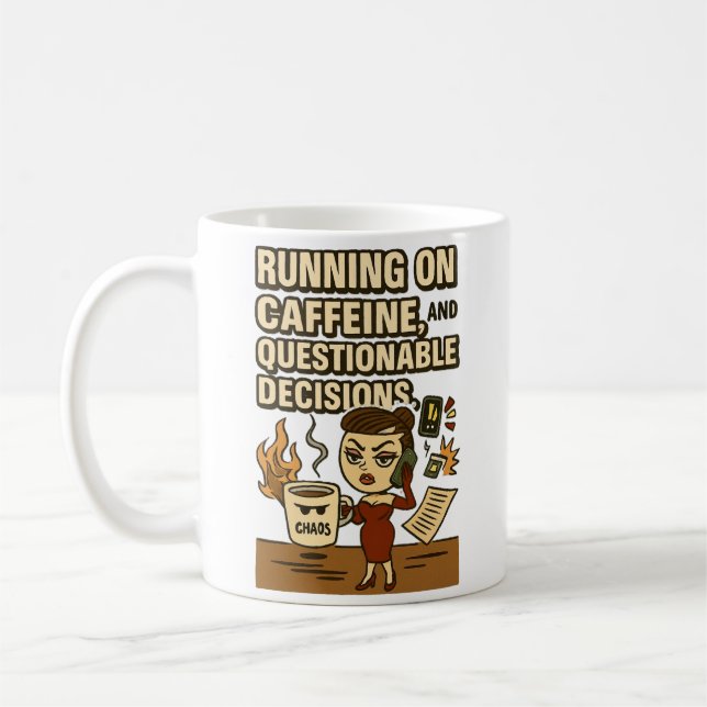Caneca De Café Running on Caffeine & Chaos Mug (Esquerda)