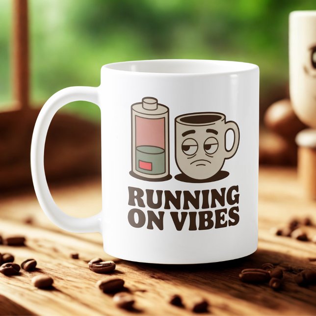 Caneca De Café Running on Vibes | Existential Mood with Caffeine  (Criador carregado)
