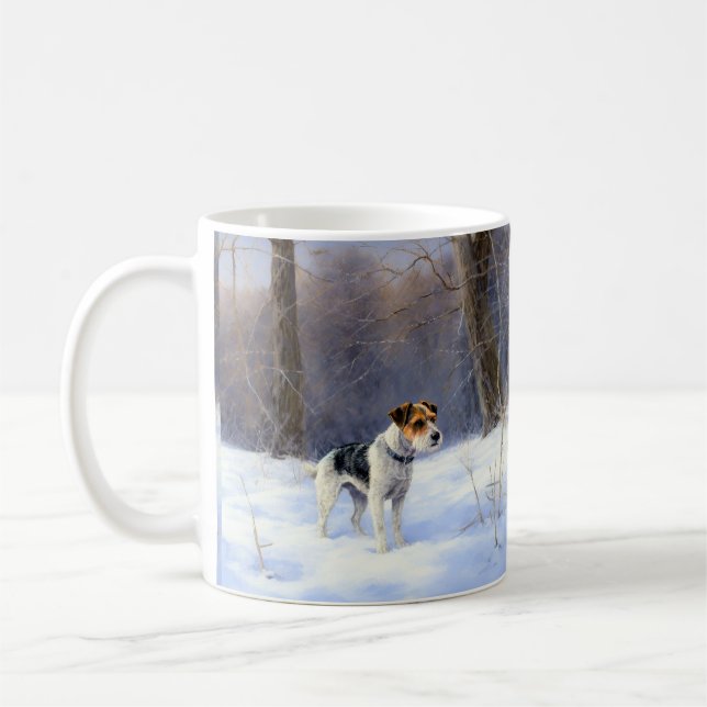 Caneca De Café Russell Terrier Deixe-o nevar no Natal (Esquerda)