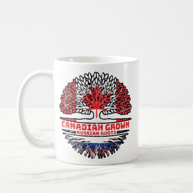Caneca De Café Rússia Canadá Russo Canadá Árvore Bandeira (Esquerda)