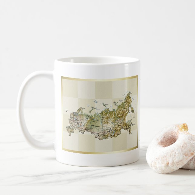 Caneca De Café Rússia Sinalizador + Mapa Mug (Com Donut)