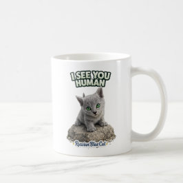 Caneca De Café Russian Blue Cat Mug - I see you human