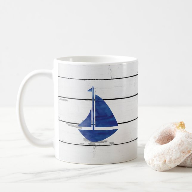 Caneca De Café Russo Náutico do Navio Azul (Com Donut)