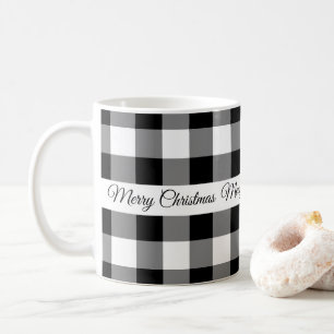 Caneca De Café Rustic Black White Chichou Feliz Natal
