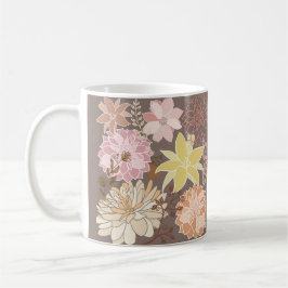 Caneca De Café Rustic Boho Asphalt Floral Pattern