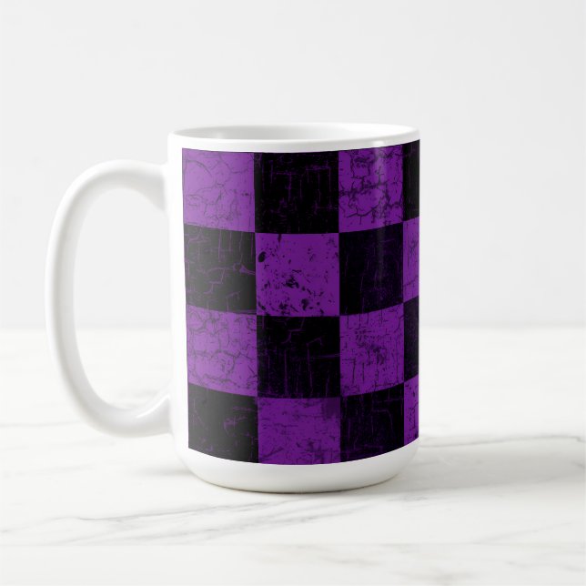 Caneca De Café Rustic Checks, Purple and Black (Esquerda)
