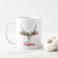 Rustic Country Reindeer Skull & Garland Natal