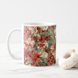 Caneca De Café Rustic Elegant Holiday Poinsettia Christmas Floral