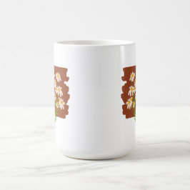 Caneca De Café Rustic floral design on brown background