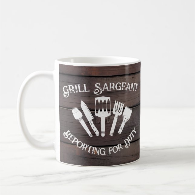 Caneca De Café Rustic Funny Cozinhar Gift Men-Grill Sargeant (Esquerda)