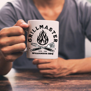 Caneca De Café Rustic GRILLMASTER / Piadas Pais Personalizadas