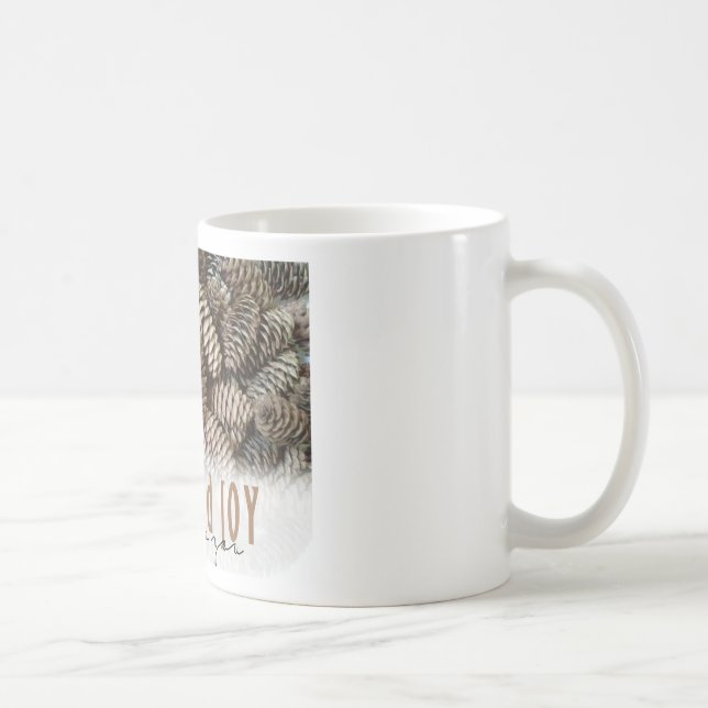 Caneca De Café Rustic Holiday Love and Joy Pine Cone (Direita)