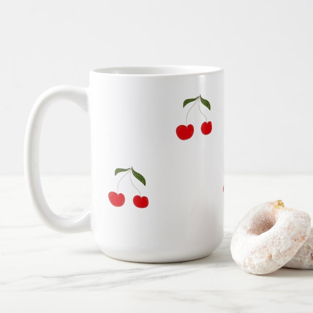 Caneca De Café Rustic Modern Cherry Patterns Water Bottle (Com Donut)