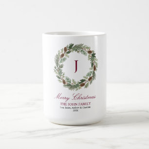 Caneca De Café Rustic Pine Wreath Christmas