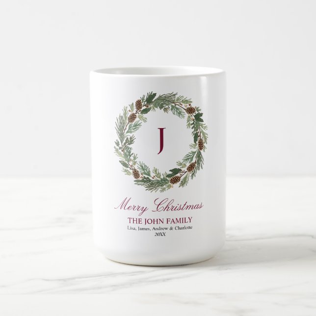 Caneca De Café Rustic Pine Wreath Christmas (Centro)