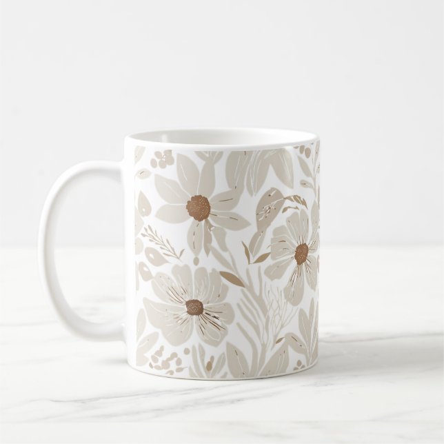 Caneca De Café Rustic Terracotta Wildflower Boho Eclectic Primave (Esquerda)