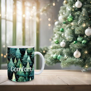 Caneca De Café Rustic Woodland Green Christmas