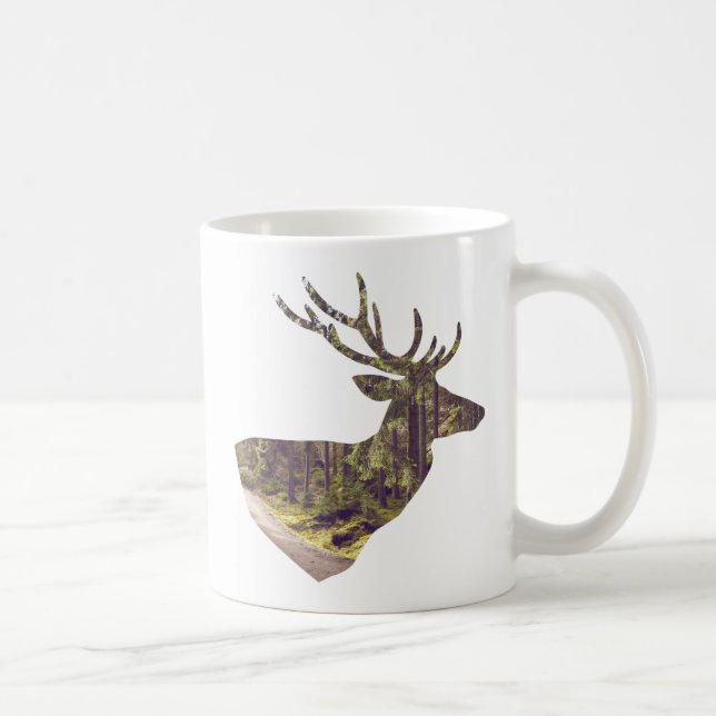 Caneca De Café Rústico Veado da Floresta Eu Preferencialmente Caç (Direita)