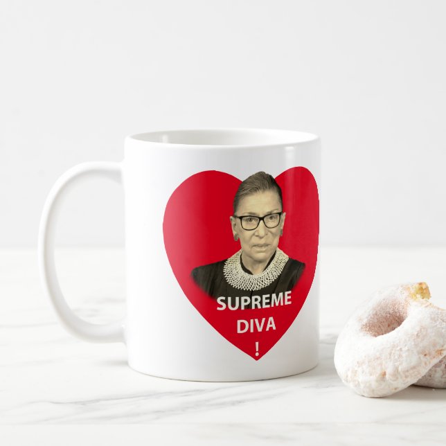 Caneca De Café Ruth Bader Ginsburg Diva Vermelhos Inclinados (Com Donut)