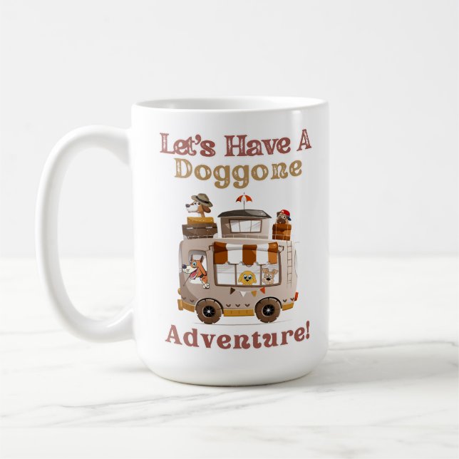 Caneca De Café RV Camper Dog Driver Cartoon - Dogues Adventure (Esquerda)