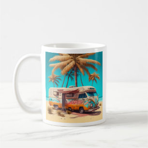 Caneca De Café RV retrô e palmeiras