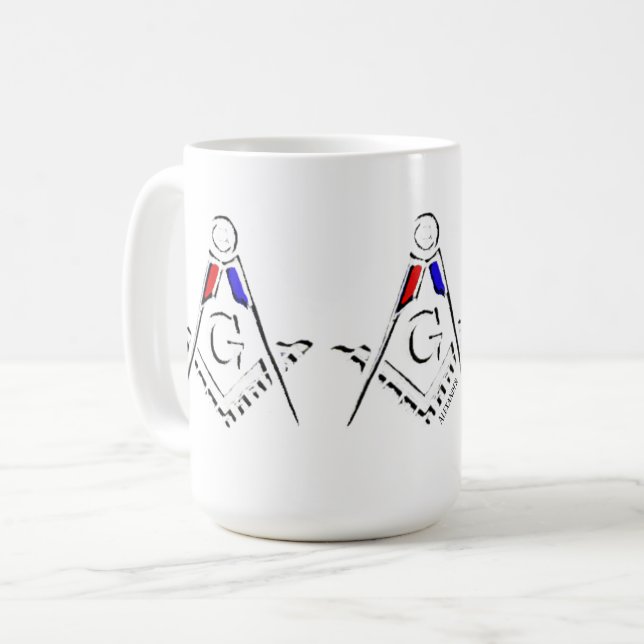 Caneca De Café (RWB) Mentes Masônicas (Frente Esquerda)