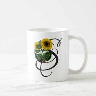 Caneca De Café S inicial, Vintage Sunflower Coffee Mug