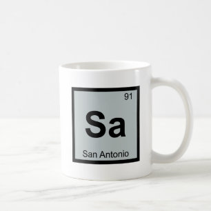 Caneca De Café Sa - San Antonio Texas Tabela Periódica Química