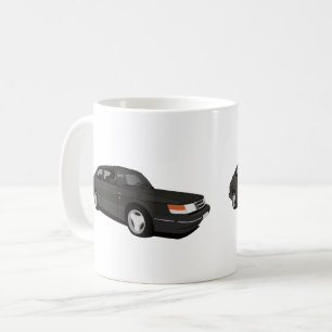 Caneca De Café Saab 900 Turbo 16 Aero, duas imagens pretas
