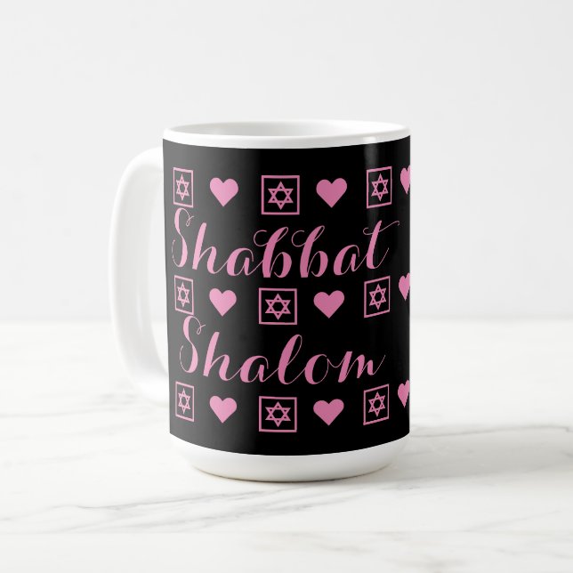 Caneca De Café Sabat de Shabbat Shalom (Frente Esquerda)