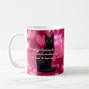 Caneca De Café Sabedoria Gata Negra - Corações Brilhantes