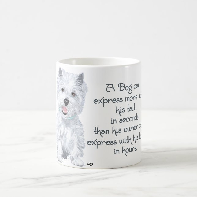 Caneca De Café Sabedoria Westie - Cauda ou Língua Balançando? (Centro)
