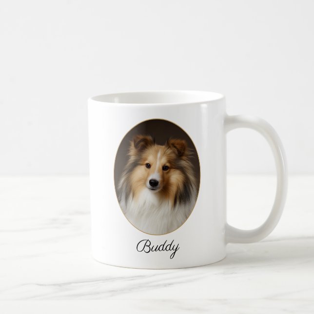 Caneca De Café Sable Sheltie Personalizado ao Meu Lado (Direita)