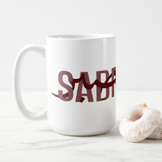 Caneca de café Sabr “Paciência” em árabe e inglês (Com Donut)