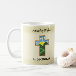 Caneca De Café Sacerdote Cruzado de Aniversário Personalizado