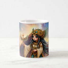 Caneca De Café Sacerdotisa Celestial da Pirâmide Dourada.
