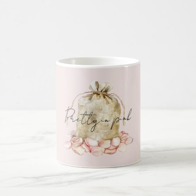 Caneca De Café Sache de Pétalas Florais Rosa Bege (Centro)