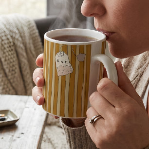 Caneca De Café Saco de Chá Personalizado com Faixa Amarela e Mono