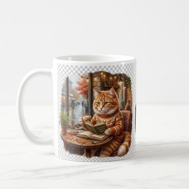 Caneca De Café Saco de Compras Gato Café Aconchegante (Esquerda)