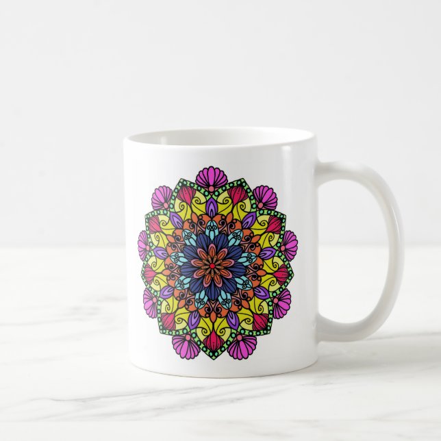 Caneca De Café Sacred Bloom Mandala: Mandala Coffee Mug (Direita)