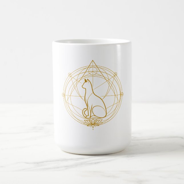 Caneca De Café Sacred guardian feline Temporary Tattoos (Centro)