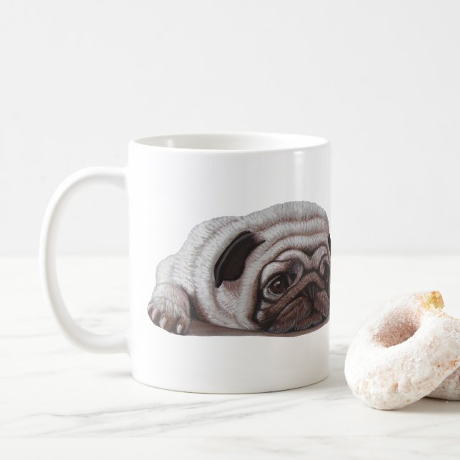 Caneca De Café Sad Pug (Com Donut)