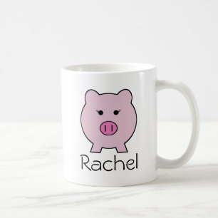Caneca De Café Sadie the Pink Pig ~ Cute Girly Kawaii