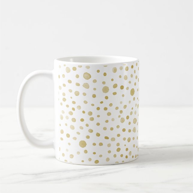 Caneca De Café Saffron Confetti Watercolor Dots Classic Mug (Esquerda)
