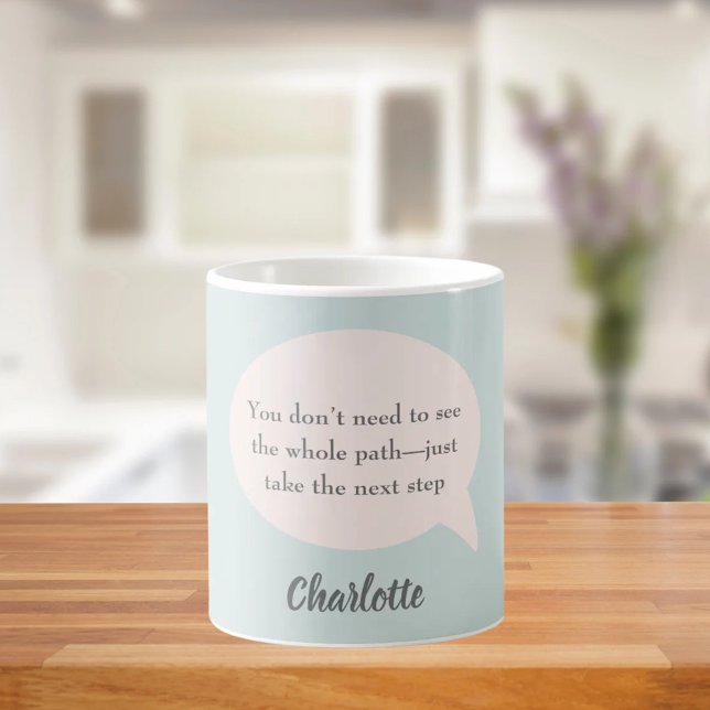 Caneca De Café Sage green blush pink inspirational goal quote (Criador carregado)