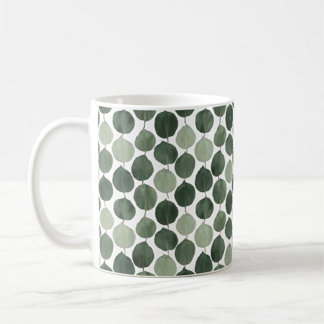 Caneca De Café Sage Green Eucalyptus Leaf Pattern Botanical Plant (Esquerda)