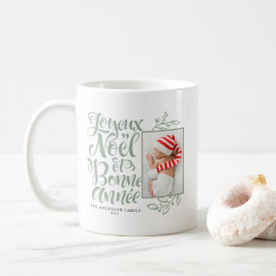 Caneca De Café Sage Green Joyeux Noël e Bonne Année Photo