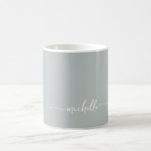Caneca De Café Sage Green Na moda Monograma - Script de Assinatur
